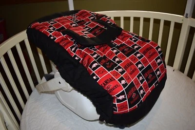 CUSTOM MADE AR SEAT CARRIER COVER MADE/WITH ARKANSAS RAZORBACKS  FABRIC - Image 1 of 3