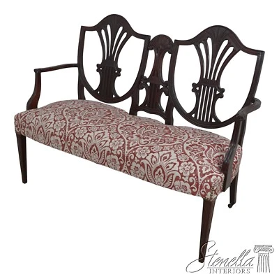 L67044: Vintage Federal Style Double Shield Back Mahogany Settee - Image 1 of 4