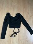 Black Long Sleeve Tie Back Crop Top Size Small