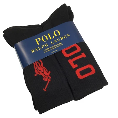 Polo Ralph Lauren Men's Classic Sport Socks 6 Pairs Black Size 10-13 - Image 1 of 4