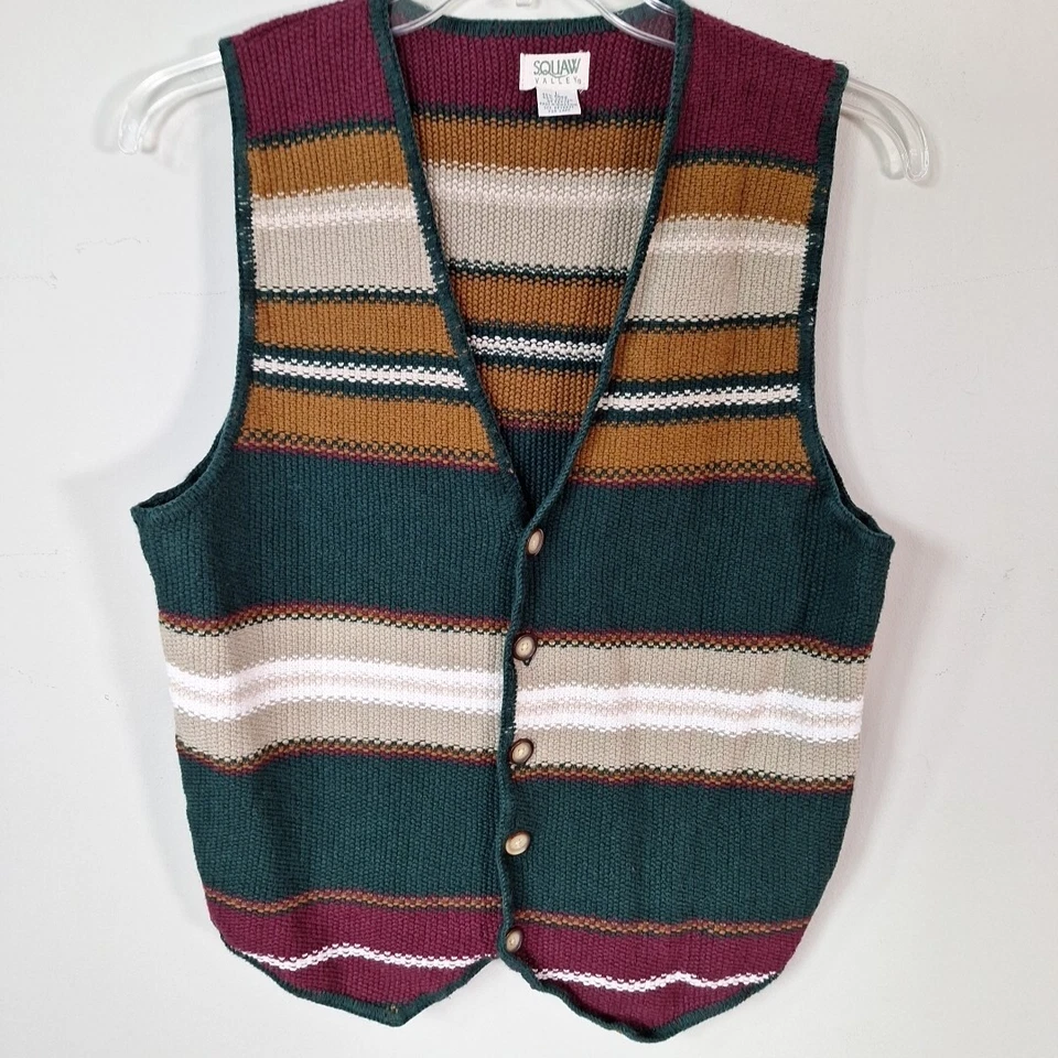 Chaleco Chaleco a Rayas Tejido Algodón Ramie Años 80 90 De Colección Hombres Talla Grande Grunge Boho Foto 1 de 4