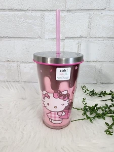 Hello Kitty Valentines Day Double Wall Tumbler With Straw 17 oz CVS ZAK NEW - Picture 1 of 10