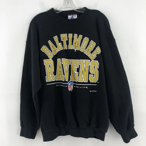 VTG USA NFL Logo Baltimore Ravens Black Crewneck Pullover Sweatshirt Men L Cover