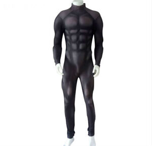 Unisex black Muscle Suit Spandex Padding Lycra halloween cosplay costume outfit
