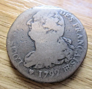 1792 BB Strasbourg, France King Louis XVI Copper 2 Sols French Revolution Coin - Picture 1 of 2