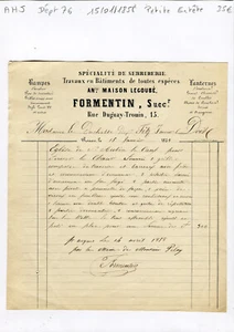 Dépt 76 Rouen 13 Rue Duguay Trouin - Serrurerie Au Nom d'une Duchesse 15/01/1858 - Picture 1 of 1