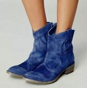 Stivaletti donna vintage pull on tacco basso cowboy cavaliere scarpe outdoor nuovi - Foto 1 di 12