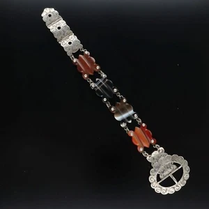 A Superb Example of A Antique Victorian Scottish Silver Agate Bracelet Ca 1880 - Picture 1 of 12
