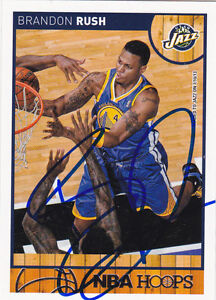 BRANDON RUSH GOLDEN STATE WARRIORS SIGNED HOOPS CARD INDIANA PACERS UTAH JAZZ