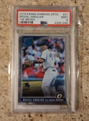 2018 PANINI DONRUSS OPTIC #31 MIGUEL ANDUJAR RATED ROOKIE RC PSA 9 LOW POP 13 MT - Image 1 of 3