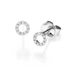 Paar Ohrstecker Ring 750 Gold Weißgold mit 20 Diamant-Brillanten 0,11 ct. TW-SI - Bild 1 von 1