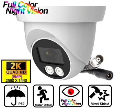 Câmera de segurança AHD TVI 5MP QUAD 2K LED 66 pés visão noturna 2.8mm BNC CCTV IP66 - Imagem 1 de 4