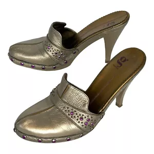 COLE HAAN G Lab Series Y2K Metallic Gold Leather High Heels Shoes Size 9 Retro - Picture 1 of 11