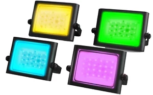 Smart LED RGB Outdoor Remote App Control Music Color Changing Floodlights (4pc) - Picture 1 of 12