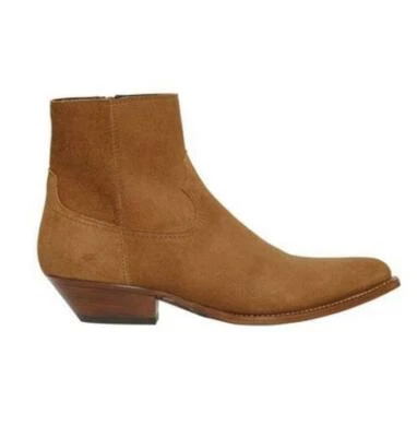 Western Cowboy Mens Real Cow Leather Chelsea Boots Shoes Pointy Toe Runway Party - Image 1 of 4