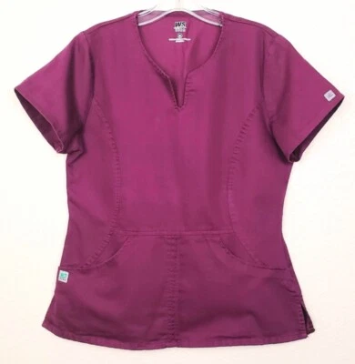 White Swan Gear Notched Neckline Curved Pocket Berry Scrub Top - Women's Medium - Image 1 of 4