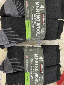 2X4PK Kirkland Signature Merino Wool Mens Outdoor Hiking Trail Socks Full Cushio - Picture 1 of 11