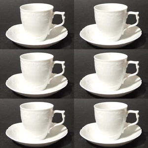 PREZIOSO SERVIZIO CAFFÈ 6 TAZZINE SANS SOUCI PORCELLANA BIANCA ROSENTHAL - Foto 1 di 10