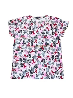 Prendas para el torso Médicas de Enfermería de Moda para Mujer Gris Negro Rosa Punto Cinta Corazón S Foto 1 de 2