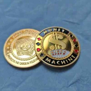 "Money Machine" Commemorative Coin With Dollar Sign Gemstone Accents Metal Token - Picture 1 of 6
