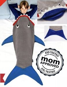 Kids Shark Blanket Tail Cosy Snuggle sleeping Throw For Boys & Girls Xmas Gifts