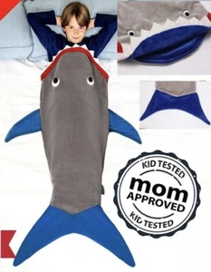 Kids Shark Blanket Tail Cosy Snuggle sleeping Throw For Boys & Girls Xmas Gifts - Picture 1 of 5