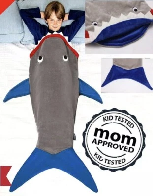 Kids Shark Blanket Tail Cosy Snuggle sleeping Throw For Boys & Girls Xmas Gifts - Image 1 of 4