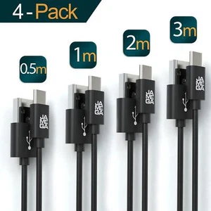 USB C Kabel | Unicolor | Schwarz - 0,5m - 3m || 4er Set - Bild 1 von 7