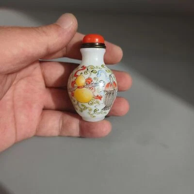 Antigua colección china Beijing, pura pintada a mano, vidrio, botella de tabaco Foto 1 de 4