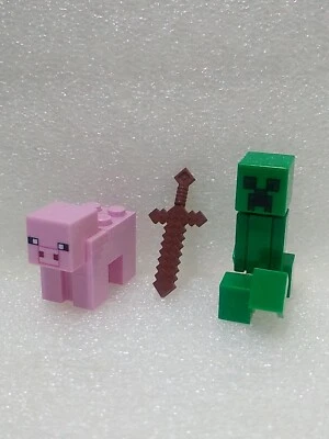 LEGO / Minecraft ~Brown Sword + Pig + Green Creeper - Image 1 of 4