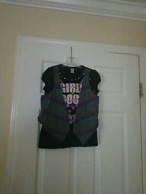 Top gráfico autoestima niñas talla L negro manga corta 100 % algodón brillo Foto 1 de 4