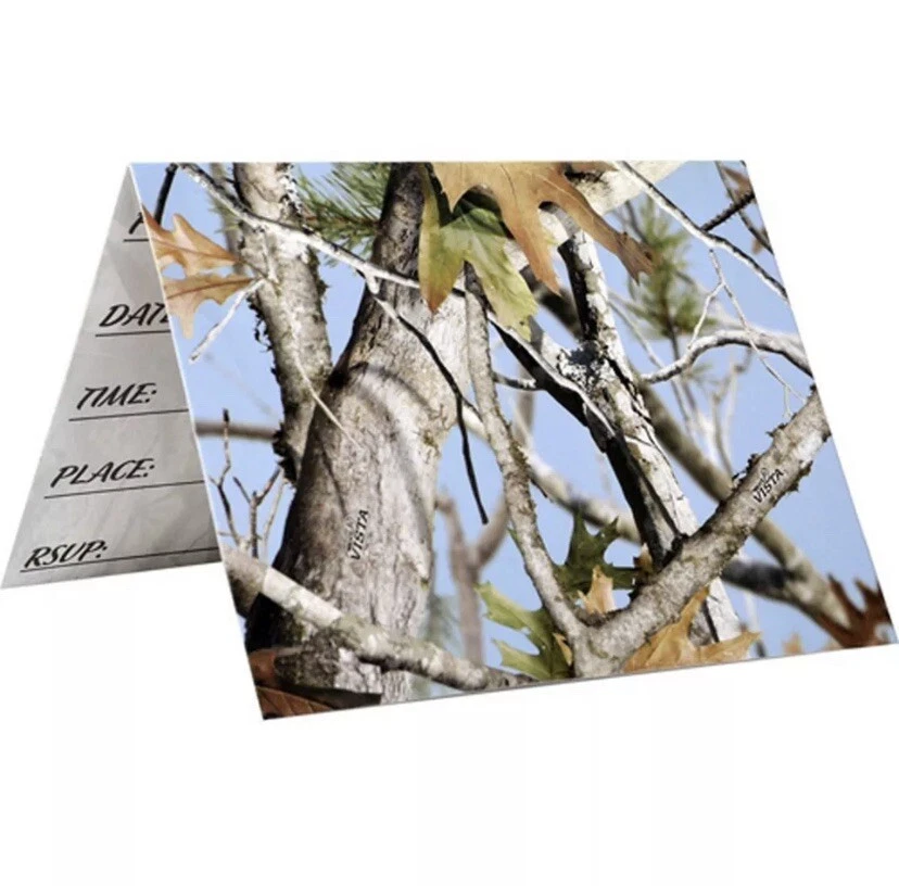 CAZA Y PESCA Azul Camuflaje INVITACIONES (8) ~ Tarjetas de Suministros para Fiesta de Cumpleaños Foto 1 de 2