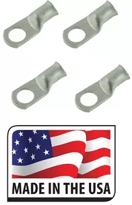 (4) 1 AWG Ring 5/16" Terminal Lug Tin Plated Copper Uninsulated Made in USA - Picture 1 of 1
