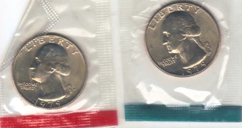 1979 P+D WASHINGTON QUARTER UNCIRCULATED STILL IN MINT CELLO L@@K Cover