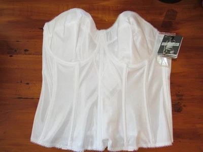 全新带标签 Dominique 40D 白色无肩带 Boned 紧身胸衣 长缎新娘  — 第 1/4 张图片