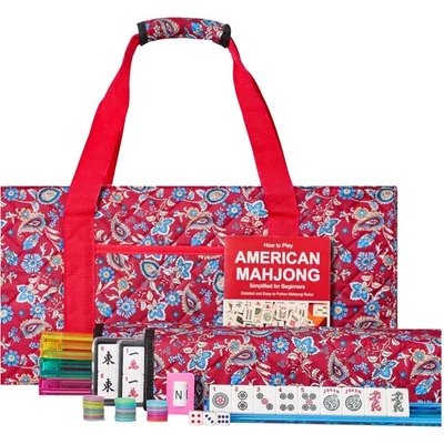 Elegant American Mahjong Set: 166 Tiles, All-in-One Rack & Carrying Case - Image 1 of 4