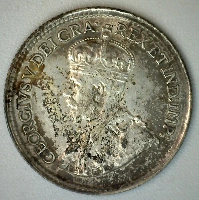 1920 Canada Silver Five Cents Very Fine Circulated VF 5c Canadian Coin George V - Image 1 of 2