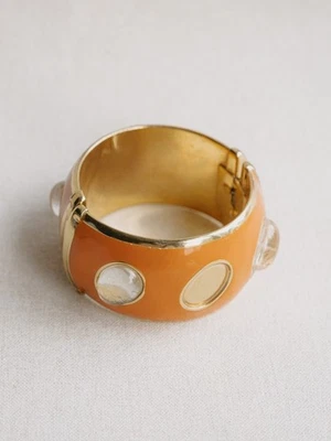 BRAZALETE BRAZALETE VINTAGE FRANCESCA ROMANO ESMALTE NARANJA TONO DORADO Firmado VER DESC Foto 1 de 4