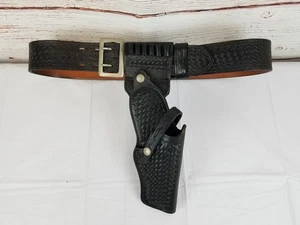 Smith & Wesson 44 Black Leather Police Belt W/ XL PGH Holster P.D. PGH. RH Right - Picture 1 of 11