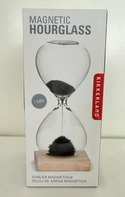 Reloj de arena Kikkerland magnético estalagmita vidrio transparente temporizador base de madera de haya nuevo en caja Foto 1 de 4