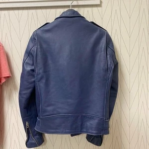 Schott x Neighborhood Men's Riders Jacket Double Size Small Leather Blue Used - Picture 1 of 7