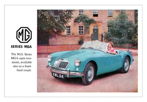 Póster de coche deportivo británico MG Series MGA Open Roadster -... - Imagen 1 de 11