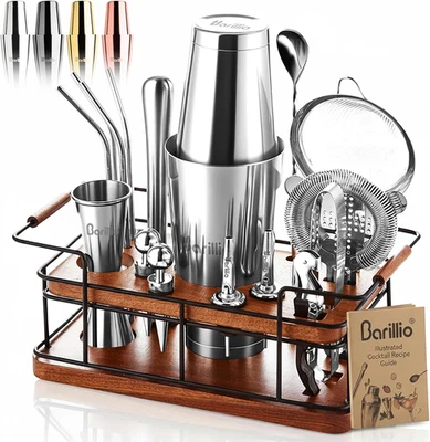 Barillio Bartender Kit – 23-Piece Stainless-Steel Cocktail Shaker Set with Premi - Image 1 of 4
