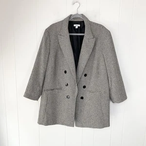 Bar III Women's Black Beige Houndstooth Double-Breasted Blazer Jacket Size 3X - Picture 1 of 10