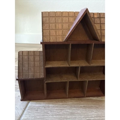 Antique Wooden House Curio Cabinet/Shelf Wall Or Surface Display-10" x 11" - Image 1 of 4
