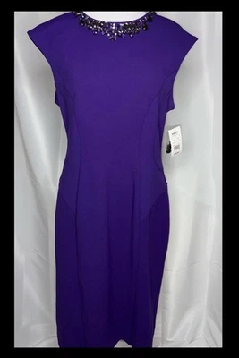 Vestido Vaina Ronni Nicole Para Mujer Púrpura Cuello Joyas - Talla 10 Nuevo Con Etiquetas Foto 1 de 4