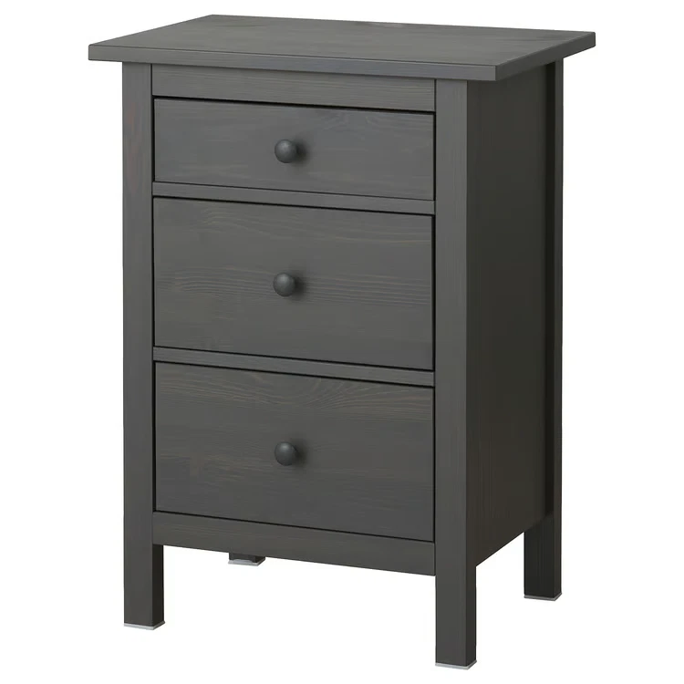 Baú IKEA HEMNES 3 gavetas, cinza escuro manchado, 22-7/8" x 31-1/8" - 2 disponíveis! - Imagem 1 de 4