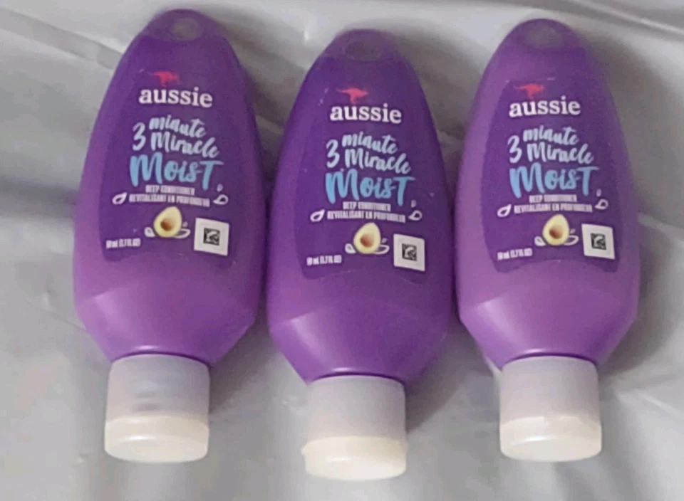 Lote 3 Aussie 3 Minute Miracle Moist Acondicionador Profundo Tamaño de Viaje 1.7 fl oz Mini Foto 1 de 1