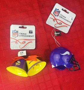Casco y campanas Minnesota Vikings plas/metal árbol de Navidad adorno navideño NFL - Imagen 1 de 9