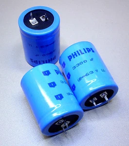 2 Stück Elkos Philips 3300 µF / 63 V - radial (M0876) - Picture 1 of 1